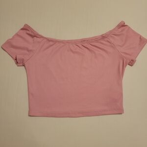 Pink Off-Shoulder Ribbed Women's Top